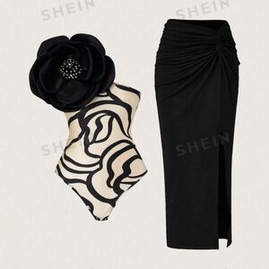 Shein 3d floral 2piece set